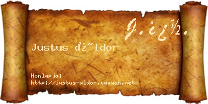 Justus Áldor névjegykártya
